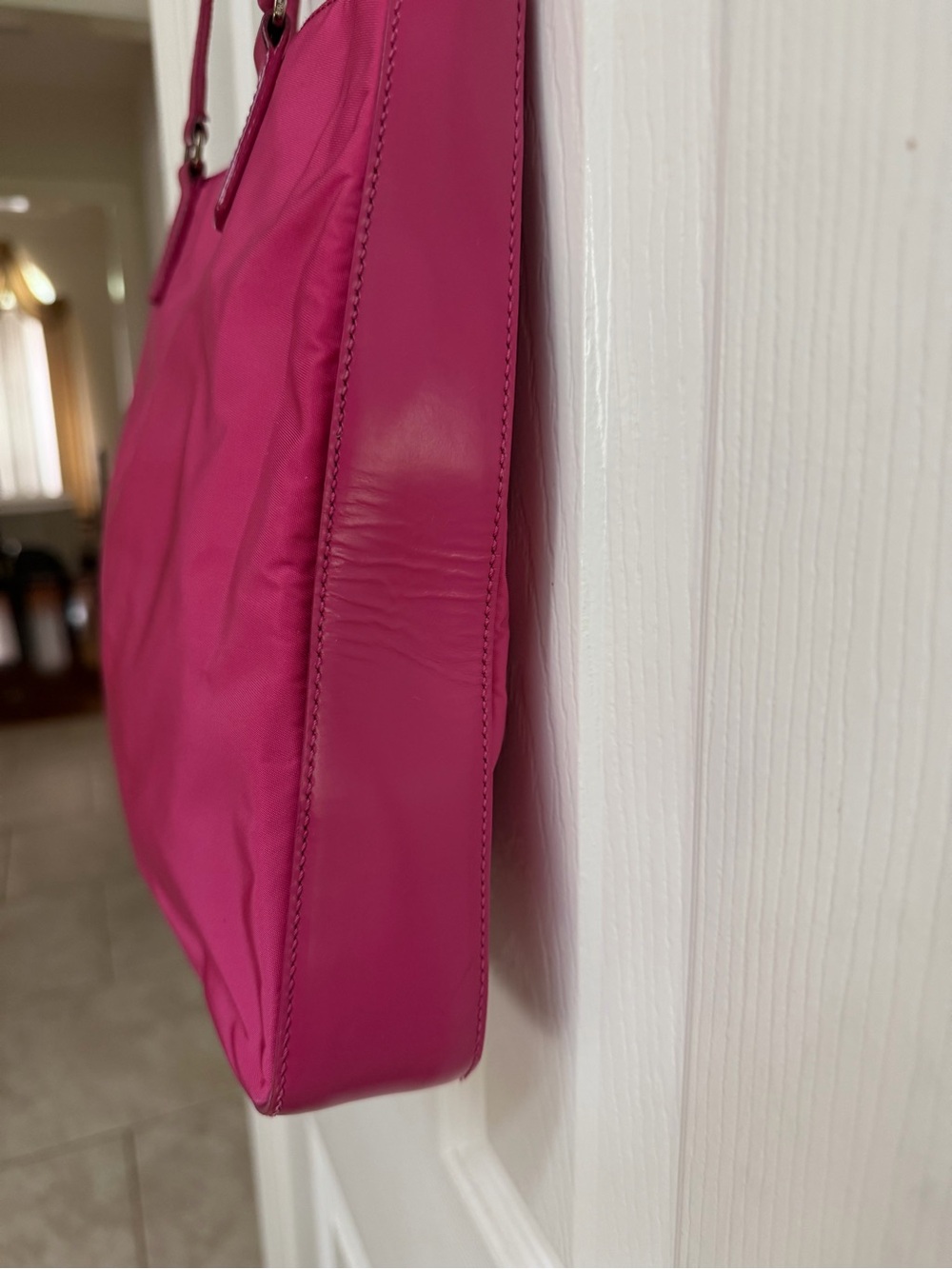Prada Magenta Nylon Tote with Leather Handles - Picture 9 of 15